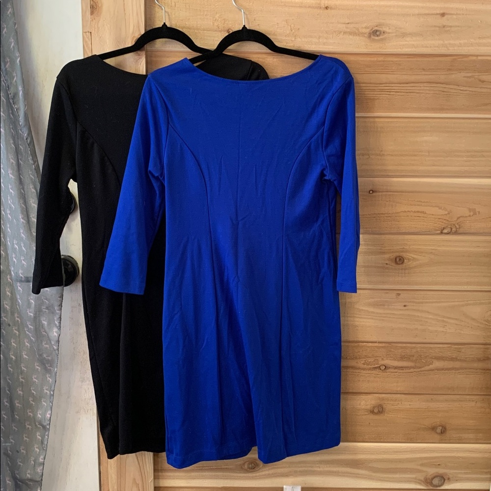 Midi Dress‎ Bundle Women Small Blue Black Bodycon Stretchy 3/4 Sleeve Old Navy